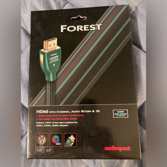 NWT Audioquest Forest HDMI with ethernet, audio return and 3D new in box 1 m - Picture 4 of 10